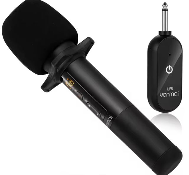 Wireless Dynamic Handheld Microphone with LED Lights-Lightweight & Portable for Karaoke Computer & Smartphones