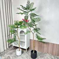 Tanaman Monstera Buatan Realistis Beraneka Ragam dalam Pot, Bonsai Hijau Palsu untuk Hiasan Lanskap Dalam Ruangan Meja Rumah