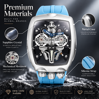 Montre mécanique automatique squelette personnalisée pour homme, acier inoxydable 316L, saphir synthétique, bracelet en silicone, montre-bracelet de luxe OEM