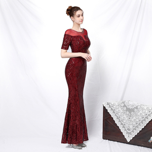 Vestido <span class=keywords><strong>de</strong></span> noche con espalda descubierta para mujer, largo, tela <span class=keywords><strong>de</strong></span> lentejuelas, barato, 18123 - Product Image 5