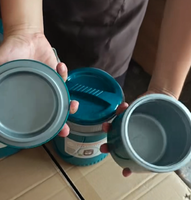 Conteneur alimentaire en plastique grande capacité 0,6 1,8 4,5 L, boîte à lunch, boîte isotherme, chauffe-plat, ensemble de 3 casseroles rondes avec cuillère