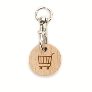 Llavero de madera personalizado con diseño de carrito de caravana, para regalos y souvenirs de tiendas de café, salones de uñas, tallado DIY, con ficha de moneda - Product Image 1