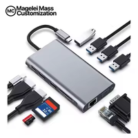 Hub Type C 11 en 1, adaptateur USB C vers HDMI 4K, station d'accueil USB C avec adaptateur HDMI VGA RJ45