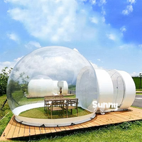 Tente à bulles gonflable en PVC personnalisée, plateforme de saut, lit, ballons transparents, dôme, usage commercial, capacité 3 personnes, installation facile