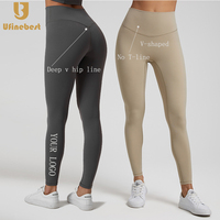 Leggings de yoga et de sport personnalisés pour femmes, dos en V, 68% Nylon 32% Spandex, haute élasticité, coupe en V, pantalon d'entraînement, taille élastique, effet ventre plat