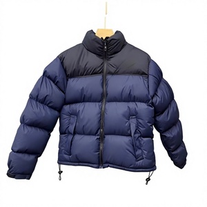 Veste d'hiver unisexe rembourrée en polyester épais, col montant, fermeture éclair, style décontracté, couleur unie, longueur courte, coupe-vent - Product Image 5