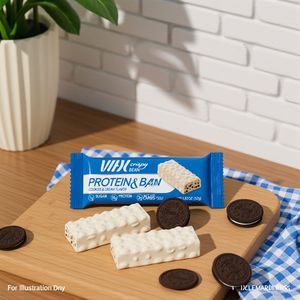 Échantillon gratuit de <span class=keywords><strong>barre</strong></span> <span class=keywords><strong>protéinée</strong></span> croustillante pour biscuits et crème, 12 pièces | 18g de protéines, 1g de <span class=keywords><strong>sucre</strong></span>, 3g de glucides nets, <span class=keywords><strong>sans</strong></span> gluten, Keto Friendly - Product Image 3