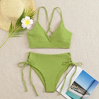 Guangzhou Outpace Ensemble de bikini push-up 2 pièces asymétrique à nouer sur le côté pour femme, tenue de plage