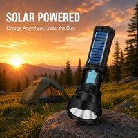 Lampe torche LED portable à énergie solaire, rechargeable, longue autonomie, lanterne d'urgence avec lumière COB, lampe de camping, de pêche et d'extérieur