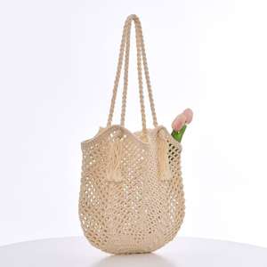 2025 nouvelle vente chaude personnalisé en gros nouveau naturel été femmes coton plage sac fourre-tout - Product Image 2