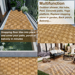 DB 30 pièces carreaux de pont imbriqués motif damier 12 \ "x 12 \" carré jaune acacia plancher extérieur lisse pour patio - Product Image 6