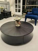 Table à thé basse en bois massif de style italien minimaliste créatif grain de bois noir haut de gamme durable assemblage facile pour une utilisation à domicile