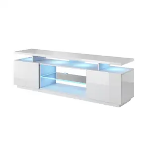 Meubles de salon modernes, meuble TV blanc, meuble TV en bois avec lampe LED, meuble TV de luxe