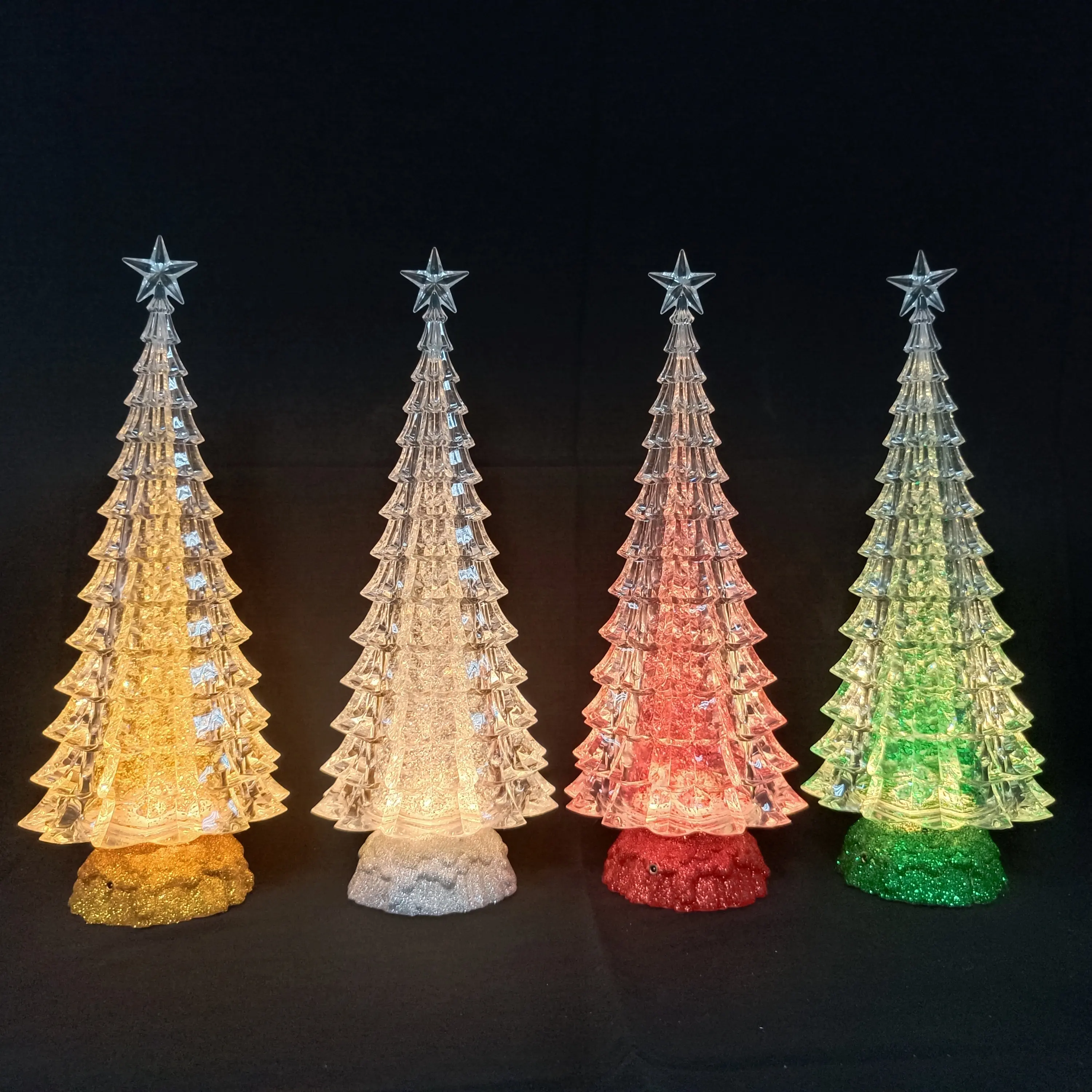 Acrílico árbol de Navidad LED plástico transparente árbol de Navidad agua inundada brillo decoración del árbol de Navidad