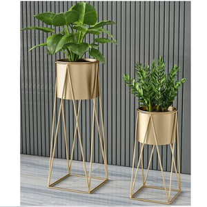 Handmade Design Gold Polished Metal Planter with <b>Iron</b> <b>Stand</b> Balcony Wedding Decoration Living Room Decorative Metal Planter - Product Image 6
