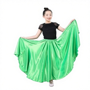 Jupe de <span class=keywords><strong>danse</strong></span> <span class=keywords><strong>flamenco</strong></span> pour filles gitanes, jupe en satin de soie brillante, grande jupe évasée, robe de <span class=keywords><strong>danse</strong></span> du ventre, costume de <span class=keywords><strong>danse</strong></span> <span class=keywords><strong>flamenco</strong></span> - Product Image 5