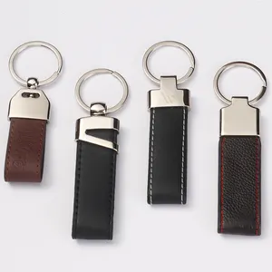 Leather Keychain And Leather Key Ring Custom Leather Car Logo Keychain Laser Logo Metal PU Zinc Alloy Light Keychain ACE CN GUA