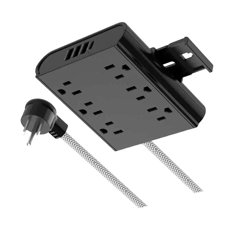 Oswell - Extensão de tomada de energia, tomada de parede, tomada CA, cabo de extensão inteligente USB de 4 vias, com impulso