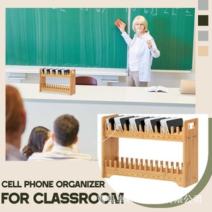 Cross-border classroom phone stand, <b>desktop</b> phone holder, simple wooden phone storage rack - Product Image 2