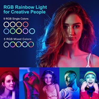 Éclairage de studio photo à intensité variable 6/8/10/12/14/18 pouces, anneau lumineux LED RGB à 16 couleurs avec trépied pour téléphone