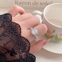 Bague Halo Victorienne Vintage en Argent Sterling 925 avec Filigrane Sculpté, Réglable, Hypoallergénique, pour Femme, Cadeau de Mariage OEM