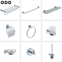 Ensemble d'accessoires de salle de bain modernes en acier inoxydable 304 chromé, comprenant un porte-serviettes mural, un porte-rouleau de papier toilette, un kit de brosse de toilette