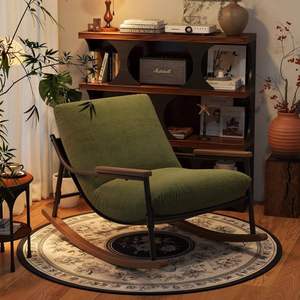 เก้าอี้โยกสมัยใหม่ เก้าอี้โซฟาเดี่ยวสำหรับห้องนั่งเล่น เก้าอี้เอนหลังสำหรับผู้ใหญ่ เก้าอี้โซฟาพักผ่อนสำหรับระเบียง เก้าอี้พักผ่อนแบบง่าย โครงโลหะ - Product Image 2