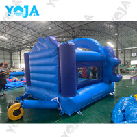 Château gonflable YOJA bleu pour enfants, avec toboggan, location pour fêtes, château gonflable extérieur, capacité de 600 lb, installation facile, 4x3m