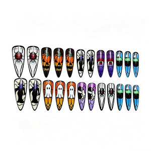 Ongles longs ultra-fins minimalistes sans couture, style fantôme de dessin animé <span class=keywords><strong>manga</strong></span>, prêts à poser, très demandés pour Halloween - Product Image 5