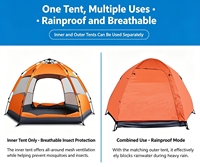 Tenda Camping Yurt Heksagonal Otomatis Dua Lapis Tenda Mongolia Musim Panas Tahan Air Buka Cepat untuk Perjalanan Luar Ruangan Berkemah Keluarga