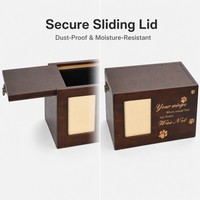 Urne funéraire en bois naturel pour animaux de compagnie avec couvercle coulissant et citation gravée pour cendres de chien ou de chat – Personnalisation directe usine pour commémorations