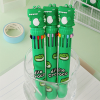 Caneta esferográfica de crocodilo kawaii, 10 cores desenho animado transferência impressão filme designer para meninos presente