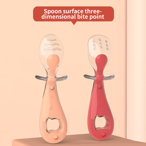 Juego de Cuchara y Tenedor de Silicona con Mango Corto, Diseño Infantil, Vajilla <span class=keywords><strong>para</strong></span> la Alimentación del Bebé, Cuchara y Tenedor de Cabeza Suave - Product Image 2