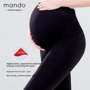Leggings per Donne in Gravidanza Morbidi e Confortevoli Come Se Non Ciavesse Niente, Grigio Nero Cotone Leggings Yoga Premaman - Product Image 3