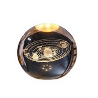 Lampe de nuit boule de cristal blanche au design moderne et simple, ornement galaxie gravé au laser 3D, pour dropshipping, provenance Chine
