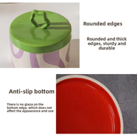 Boîte de rangement en céramique imprimée créative |   Pot alimentaire décoratif avec poignée de couvercle unique |   Pour le café, les bonbons, les collations, la cuisine et le bureau