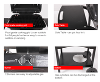 Barbecues à gaz de table au butane GPL à 2 brûleurs noirs à vente chaude