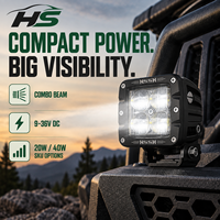 Lumière de travail LED HSSH 40W avec lentille optique Osram 10W IP68 IP69K 9-36V, lumière de conduite tout-terrain pour camion, SUV, ATV, UTV