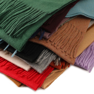 Solid Lamb <b>Wool</b> Tassel Scarf, Unisex Warm Casual Neck Wrap - Product Image 2