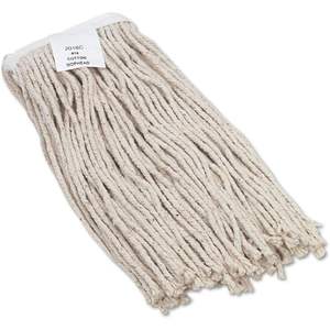 Boardwalk BWK2016CEA # Lot de 16 têtes de balai serpillère en microfibre blanche à extrémités coupées avec panier en plastique rectangulaire - Product Image 2