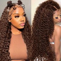 Perruques en cheveux humains bouclés Pixie bruns bruts birmans, vente en gros, perruque HD Lace, cheveux vierges alignés sur les cuticules, perruques bouclées en cheveux humains Lace Front