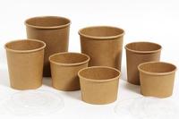 Bols jetables biodégradables en papier kraft à paroi simple King Garden avec logo/design graphique personnalisé (4-32 oz) pour nouilles, riz, soupe