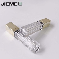 Flacon carré de brillant à lèvres Jiemei Stock de luxe doré métallisé 7 ml, tube de teinte à lèvres, emballage vide en gros pour rouge à lèvres liquide