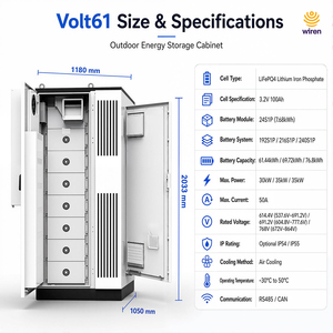 ตู้แบตเตอรี่ Volt61 61.44kWh สูง614.4V wiren 30kW ฟอสเฟตเหล็กลิเธียมสำหรับโกนหนวดสูงสุดรองรับกริด - Product Image 4