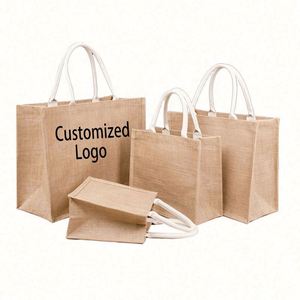 Wholesale <b>Large</b> <b>Beach</b> Burlap Jute Tote Shopping <b>Bag</b> Waterproof and Reusable with Custom Printed Logo - Product Image 1