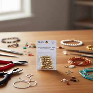 Perline in metallo ILAN 8mm oro con foro piccolo per accessori artigianali - Product Image 3