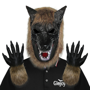 Realistic Wolf <b>Latex</b> Head <b>Mask</b> Animal Costume for Halloween Masquerade Party Carnival Stage Performance - Product Image 1