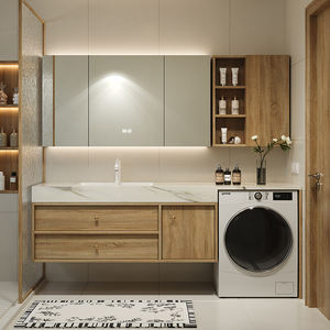 <span class=keywords><strong>Lavadora</strong></span> montada en la pared de 64 pulgadas, modelos de gabinetes de baño, muebles de baño, lavabo, tocador de fregadero único con espejo - Product Image 2