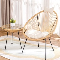 Ensemble table et chaises pliantes d'extérieur en fer avec fauteuil œuf - Couleurs personnalisées pour terrasse/balcon/jardin