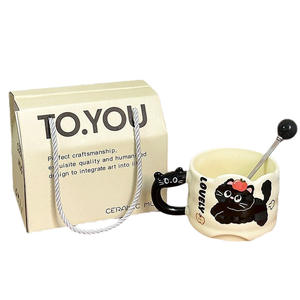 Mug en céramique Dragon Pavilion 301-400ml, design chat noir empilable, avec boîte cadeau, résistant à la chaleur, pour le bureau ou comme cadeau d'anniversaire - Product Image 1